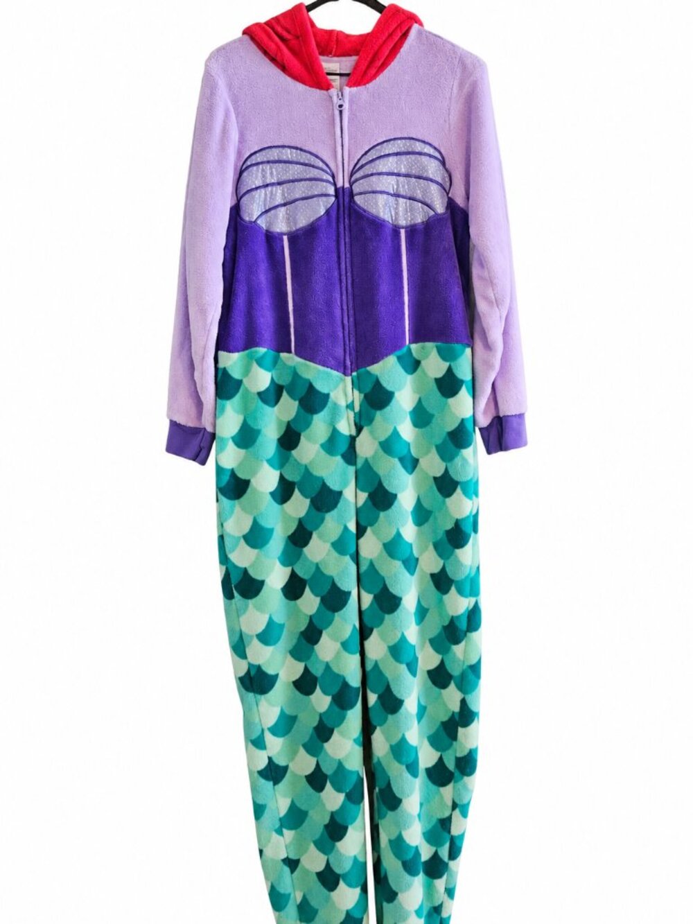 Disney Ariel Little Mermaid Fleece Hooded Onesie Sleepwear Womens XS 0-2